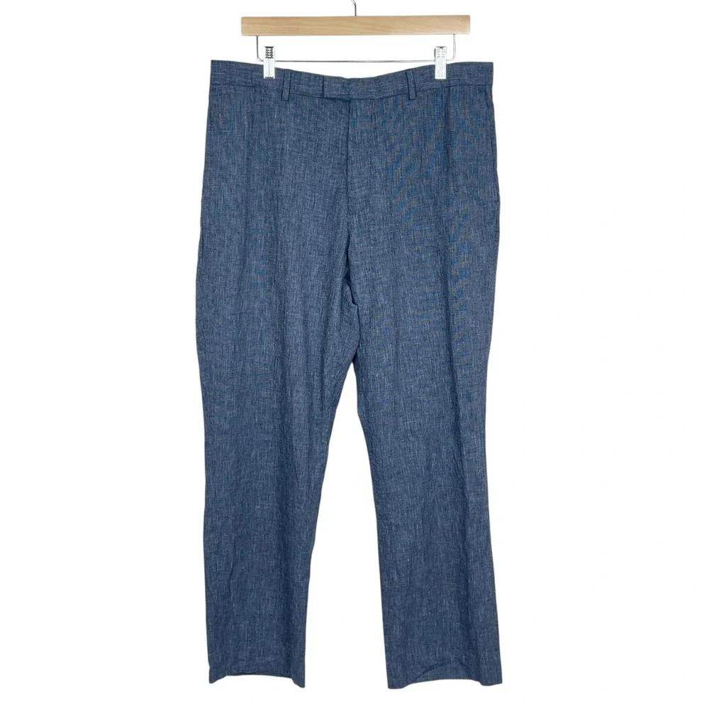 Banana Republic Blue Linen Blend‎ Pants Trousers Mens 35x30 Coastal Minimalist